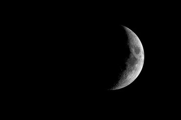 Wall Mural - detailed white crescent moon in night sky.