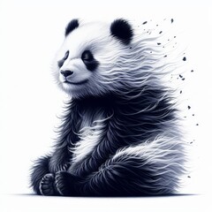 3d panda bear on white