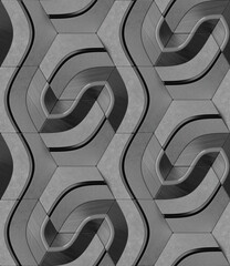 Abstract monochrome 3D geometric pattern illustration