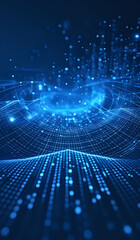 Fototapete - Blue digital networking, internet, cyber and business background