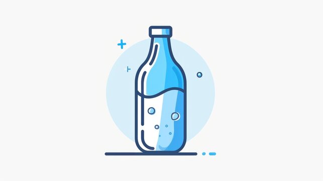 A modern flat design icon of a bottle of milk symbolizing a fresh dairy drink stands out against a white background available in both glass and pet versions This vibrant and colorful templat