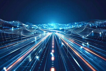 abstract road background with graphic lines of communication networks, showing connections, social m