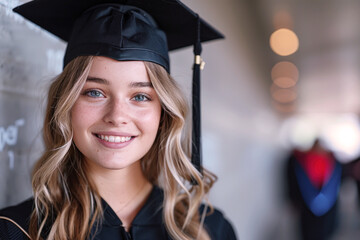 Caucasian graduate student celebrating graduation day from university