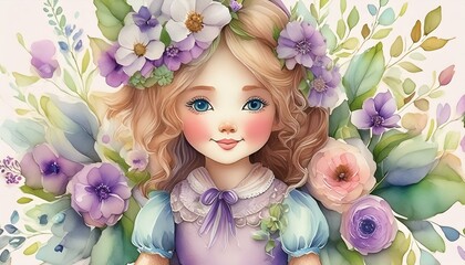 Wall Mural - doll in watercolor illustration