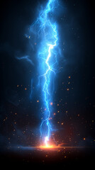 Wall Mural - blue lightning on a black night sky background.