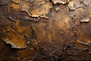 Sticker - A close up of a painting with brown and gold tones