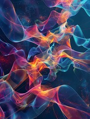 Poster - HyperStylized D of a Molecular Model Showcasing Organic Structure and Pulsating Energy Fields