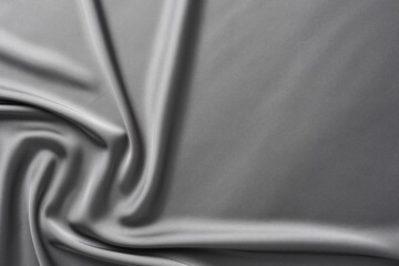 Canvas Print - Texture of beautiful light grey silk fabric as background, closeup