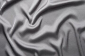 Wall Mural - Texture of beautiful light grey silk fabric as background, closeup