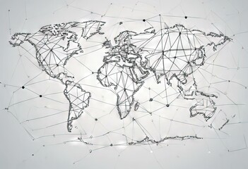 Poster - 'connection line world point composition meaning global network map global representing internationa