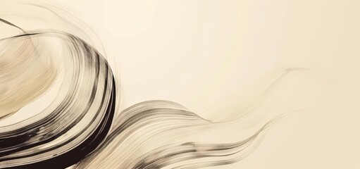 Poster - Elegant abstract background featuring smooth beige swirls and wave patterns with a soft gradient, perfect for sophisticated wallpapers or minimalist graphic design projects