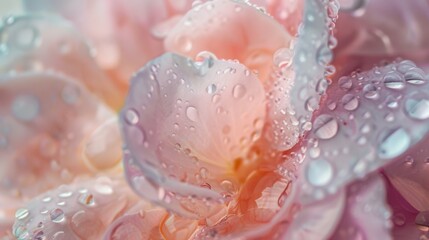 Aufkleber - Close-up of glistening water droplets clinging to delicate flower petals after a refreshing rain shower.