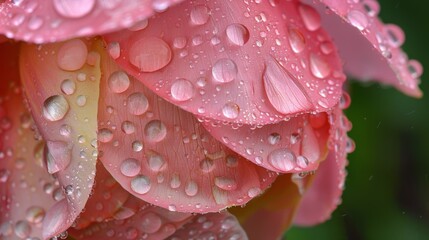 Aufkleber - Close-up of glistening water droplets clinging to delicate flower petals after a refreshing rain shower.