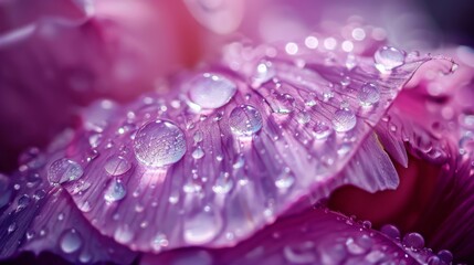 Aufkleber - Close-up of glistening water droplets clinging to delicate flower petals after a refreshing rain shower.