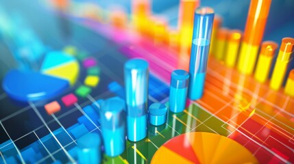 Leinwandbilder - Digital graph with different colored segments on a computer screen, indicating market share analysis.