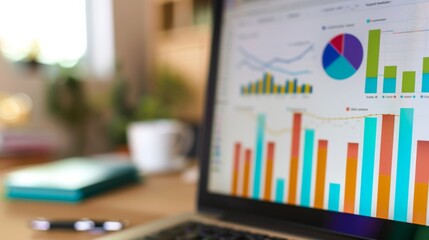 Leinwandbilder - Digital graph with different colored segments on a computer screen, indicating market share analysis.