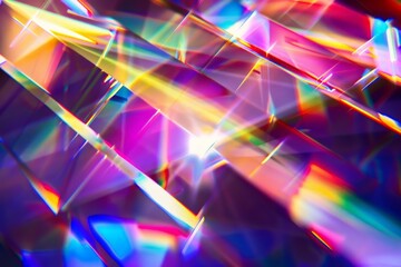 Fototapete - Dazzling abstract background featuring a kaleidoscope of colors shining through prismatic shapes, creating a lively and dynamic effect suitable for creative projects and designs
