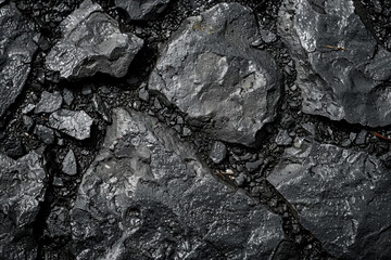 Aufkleber - Detailed view of a black rock, showing its texture and features up close