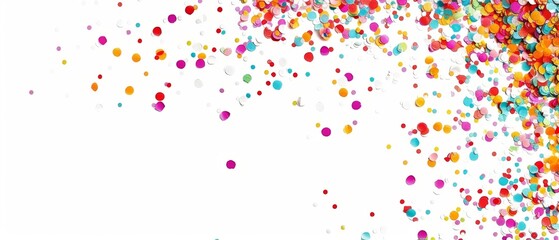 Wall Mural - White background with colorful confetti border on the right side, creating an elegant and festive atmosphere for birthday or celebration cards Generative AI
