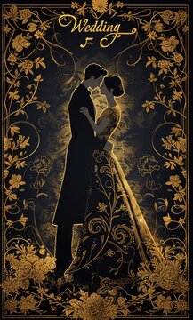 Romantic allure: captivating wedding invitation card adorned with text wedding, blending elegance and sentiment in beautiful design, perfect for announcing and inviting to joyous celebration of love.