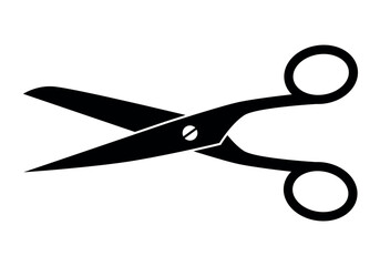 Canvas Print - scissors silhouette shape, black and white vector illustration of hand-operated shearing tools