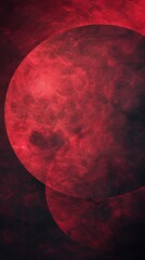 Wall Mural - A red and black abstract painting of a planet with a red moon