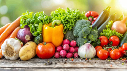Poster - Assorted Fresh Vegetables on Wooden Table