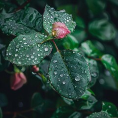 Aufkleber - Of course! Here are 20 prompts for stock photos related to water droplets on flowers and leaves