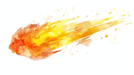 Wall Mural - a vibrant watercolor illustration depicting a hand painted comet in stunning shades of yellow and or
