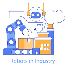 Poster - robots in industry concept. vector illustration.