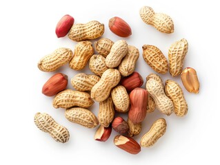 beautiful peanuts closeup on white background