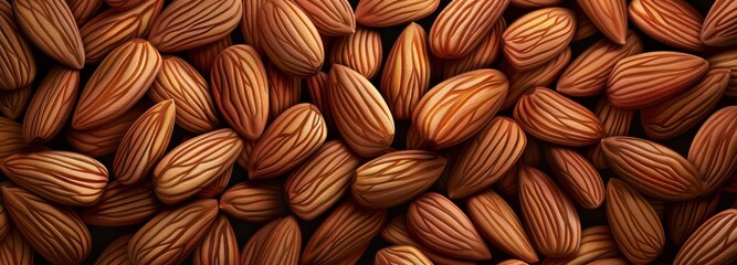 almonds closeup banner on a full background