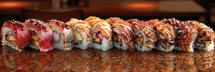 Poster - Assorted Sushi Rolls with Colorful Toppings