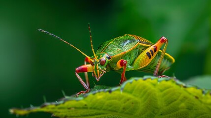Poster - Shield bug sitting on a leaf, displaying its distinctive shape and colors.