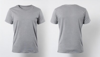 Wall Mural - grey t-shirt front and back view  isolated on white
