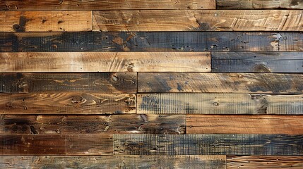 Sticker - Vintage background with a rough, weathered brown wooden wall texture