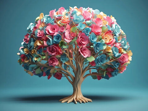 Mental Health Awareness Month is observed each year in May. it includes our emotional, psychological, and social well-being. It affects how we think, feel, and act. 3D Rendering