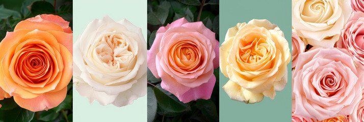 Poster - Collection of Colorful Roses in Vertical Panels