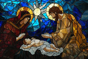 Wall Mural - Beautiful Church Stained Glass Art Of Jesus Christ's Birth