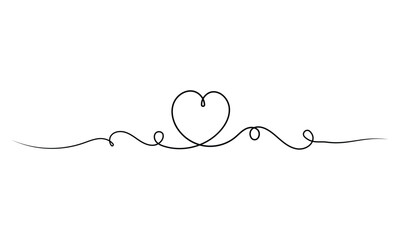 Wall Mural - heart line border, black doodles on a white background, business card, invitation, wedding card, val