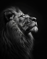 Wall Mural - black and white portrait of a lion