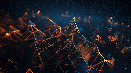 Poster - Abstract background with structure of neon triangles and technology style.