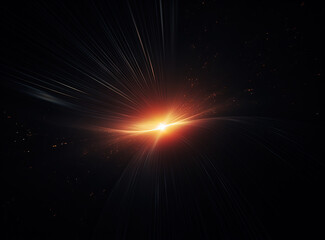 Poster - Light flare in the dark space. Abstract background with shiny lens glare effect.
