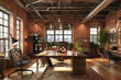 © Lucas - Modern office interior in loft industrial style 3d render