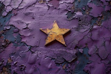 Sticker - Star shape on a violet background with flaking paint