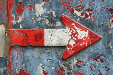 Sticker - Peeling paint wall with red left arrow