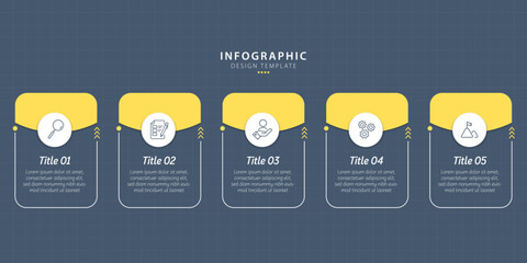 infographic template. 5 Step timeline journey, calendar Flat simple infographics design template. presentation graph. Business concept with 5 options, vector illustration.	