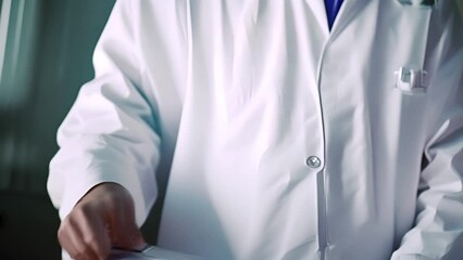 Poster - Doctor Holding Tablet With Stethoscope Generative AI
