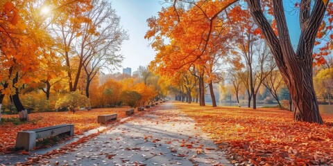 Wall Mural - fall landscape with vibrant colors