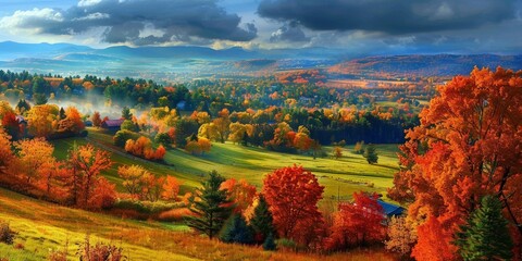 Canvas Print - fall landscape with vibrant colors